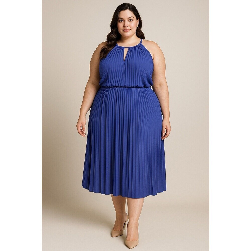 Lane Bryant Womens Halter Dress Lined Sleeveless Ruched Waist Purple 18/20
